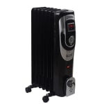 Optimus 1500-Watt Digital 7-Fins Oil-Filled Radiator Heater With Timer, 25in x 14in, Black