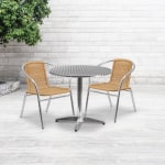 Flash Furniture Lila Round Aluminum Indoor-Outdoor Table With 2 Chairs, 27-1/2inH x 31-1/2inW x 31-1/2inD, Beige, Set Of 3