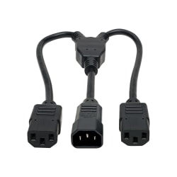 Eaton Tripp Lite Series Power Cord Splitter, C14 to 2xC13 PDU Style - 10A, 250V, 18 AWG, 18-in. (45.72 cm), Black - Power extension cable - IEC 60320 C14 to power IEC 60320 C13 - AC 100-250 V - 10 A - 1.6 ft - black