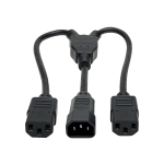 Eaton Tripp Lite Series Power Cord Splitter, C14 to 2xC13 PDU Style - 10A, 250V, 18 AWG, 18-in. (45.72 cm), Black - Power extension cable - IEC 60320 C14 to power IEC 60320 C13 - AC 100-250 V - 10 A - 1.6 ft - black