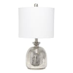 Lalia Home Hammered Glass Jar Table Lamp, 20inH, White Shade/Mercury Base