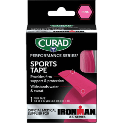 CURAD IRONMAN Performance Series Sports Tape, 1-1/2in x 10 Yd, Pink