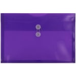 JAM Paper Plastic Booklet Envelopes, Legal-Size, 10 1/2in x 14 1/2in, Button & String Closure, Purple, Pack Of 12