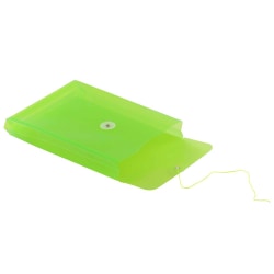 JAM Paper Open-End Plastic Envelopes, 6 1/4in x 9 1/4in, Lime Green, Pack Of 12