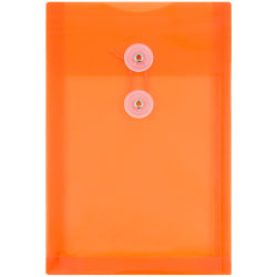 JAM Paper Open-End Plastic Envelopes, 6 1/4in x 9 1/4in, Bright Orange, Pack Of 12