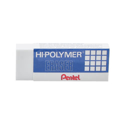 Pentel Hi-Polymer Eraser - Lead Pencil - Block - Non-abrasive, Latex-free - 0.5in Height x 2.6in Width x 1in Depth - 1Each - White