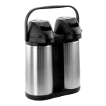 MegaChef Dual 1.9 L Stainless-Steel Airpot Hot Water Dispenser For Coffee And Tea, Silver/Black