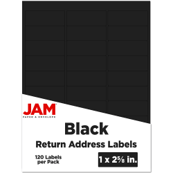 JAM Paper Mailing Address Labels, Rectangle, 2 5/8in x 1in, Black, Pack Of 120