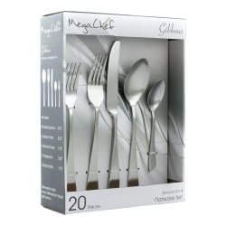 MegaChef Gibbous Stainless-Steel 20-Piece Flatware Utensil Set, Matte Silver