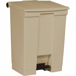 Rubbermaid Commercial Mobile Step-On Container - Step-on Opening - Overlapping Lid - 18 gal Capacity - Rectangular - Fire-Safe, Mobility, Puncture Resistant, Heavy Duty, Pedal Control - 26.5in Height x 19.8in Width x 16.1in Depth - Plastic - Beige - 1 Eac