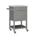 Linon Victoria 36inH Apartment Cart With Stainless-Steel Top, Gray