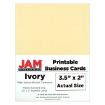 JAM Paper Printable Business Cards, 3.5in x 2in, Ivory, Pack Of 100