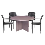 Boss Office Products 42in Round Table And Stackable Guest Chairs Set, Driftwood/Black