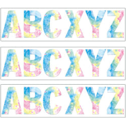 Eureka 7in Deco Letters, Fluorescent Tie-Dye, 129 Letters Per Pack, Set Of 3 Packs