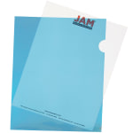 JAM Paper Plastic Sleeves, 9in x 11 1/2in, 1in Capacity, Blue, Pack Of 12