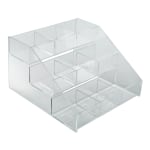 Azar Displays 3-Tier 9-Compartment Counter Display Organizer, 7inH x 12inW x 11-3/4inD, Clear