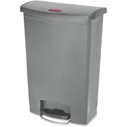 Rubbermaid Commercial Slim Jim Step-On Container - Step-on Opening - Hinged Lid - 24 gal Capacity - Pedal Control, Easy to Clean, Wheels - 32.5in Height x 13.9in Width - Resin - Gray - 1 Each