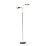 Adesso Rowan 2-Light LED Floor Lamp, 71inH, Antique Brass Shade/Black Base