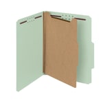 Smead Pressboard Classification Folders, 1 Divider, Letter Size, 100% Recycled, Gray/Green, Box Of 10