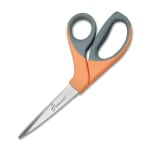 SKILCRAFT Bent Stainless Steel Shears, 8 3/10in, Black/orange