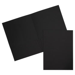 JAM Paper 2-Pocket Linen Presentation Folders, 9in x 12in, Black, Pack Of 6