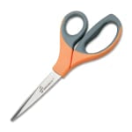 SKILCRAFT Stainless Steel Shears, 8 3/10in, Straight, Black/Orange