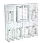 Azar Displays 7-Pocket Acrylic Multi-Tier Pegboard Wall Brochure Holder, 24inH x 24inW x 7/8inD, Clear