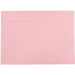 JAM Paper Booklet Envelopes, 9in x 12in, Gummed Seal, Baby Pink, Pack Of 25