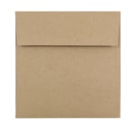 JAM Paper Square Invitation Envelopes, 5 1/2in x 5 1/2in, Gummed Seal, 100% Recycled, Brown Kraft Paper Bag, Pack Of 25