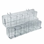 Azar Displays 2-Tier 12-Cup Acrylic Holder For Pegboards/Slatwalls, 6inH x 13-3/4inW x 6inD, Clear