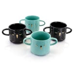 Gibson Home Lashes Figural Mugs, 24.5 Oz, Teal, Set Of 4 Mugs