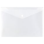 JAM Paper Booklet Plastic Envelopes, Letter Size, 9 3/4in x 13in, Button-Snap Closure,Clear, Pack Of 12