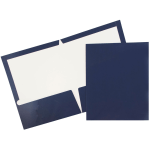 JAM Paper Glossy 2-Pocket Presentation Folders, Navy Blue, Pack of 6