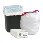 Genuine Joe Flex Drawstring Trash Liners, 16 Gallon, White, Box Of 60