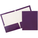 JAM Paper Glossy 2-Pocket Presentation Folders, Purple, Pack of 6