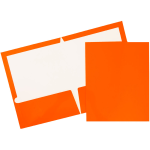 JAM Paper Glossy 2-Pocket Presentation Folders, Orange, Pack Of 6