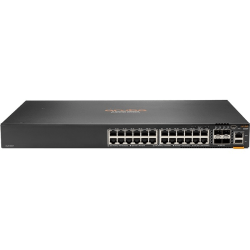 Aruba 6300F 24-port 1GbE and 4-port SFP56 Switch - 24 Ports - Manageable - 3 Layer Supported - Modular - 4 SFP Slots - 63 W Power Consumption - Twisted Pair, Optical Fiber - 1U High - Rack-mountable - Lifetime Limited Warranty