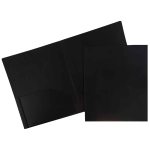 JAM Paper Heavy-Duty 2-Pocket Plastic Presentation Folders, 9in x 12in, Black, Pack Of 6