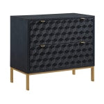 Coast to Coast Accent Chest, Tessa, 32inH x 35inW x 18inD, Prism Royal Blue/Black/Gold