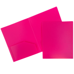 JAM Paper Heavy-Duty 2-Pocket Plastic Presentation Folders, 9in x 12in, Fuchsia, Pack Of 6 Folders