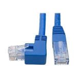 Tripp Lite Left-Angle Cat6 UTP Patch Cable (RJ45) - 1 ft., M/M, Gigabit, Molded, Blue - 1 ft Category 6 Network Cable for Workstation, Network Device, Switch, Printer, Router, Server, Modem, Scanner, Photocopier - 24 AWG - Blue