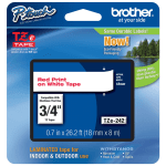 Brother TZe-242 Red-On-White Tape, 0.75in x 26.2ft