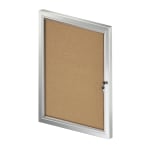 Azar Displays Enclosed Cork Bulletin Board With Lock And Key, Brown, 29-3/4in x 23in, Silver Aluminum Frame