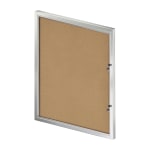 Azar Displays Enclosed Cork Bulletin Board With Lock And Key, Brown, 42-5/16in x 32in, Silver Aluminum Frame