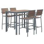 KFI Studios Eveleen 5-Piece Outdoor Patio Set, 45-5/8inH x 30inW x 30inD, Silver/Mocha