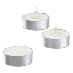 Sterno Tealight Candles, 1/2in, White, 50 Candles Per Pack, Carton Of 10 Packs