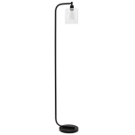 Simple Designs Antique-Style Industrial Iron Lantern Floor Lamp, 63inH, Clear Shade/Black Base