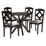 Baxton Studio Carlin 5-Piece Dining Set, Gray/Dark Brown