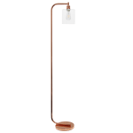 Simple Designs Antique-Style Industrial Iron Lantern Floor Lamp, 63inH, Clear Shade/Rose Gold Base