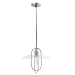 Lalia Home 1-Light Elongated Metal Hanging Pendant Lamp, 13-1/2inW, Clear Shade/Chrome Base